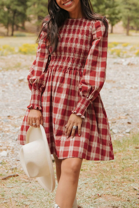 Picture Perfect Plaid Smocked Dress