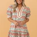  Blooming Tulip Romance Puff Sleeve Mini Dress