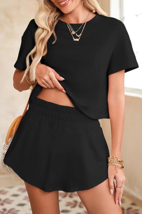 HIDDEN GEMS | Cropped Tee and Ruffle Skort Set