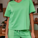  HIDDEN GEMS | Patchwork V-Neck Tee and Shorts Set