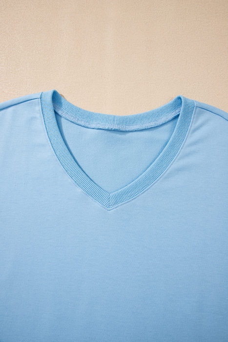 HIDDEN GEMS | Patchwork V-Neck Tee and Shorts Set