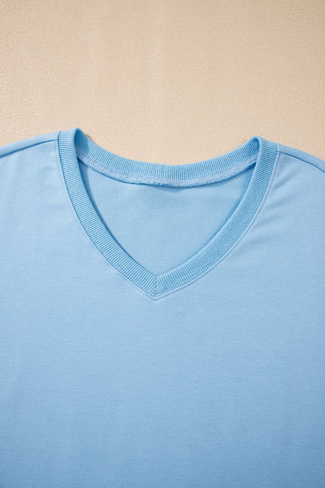 HIDDEN GEMS | Patchwork V-Neck Tee and Shorts Set