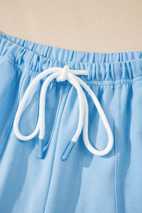 HIDDEN GEMS | Patchwork V-Neck Tee and Shorts Set