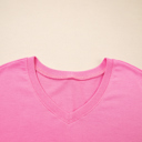  HIDDEN GEMS | Patchwork V-Neck Tee and Shorts Set
