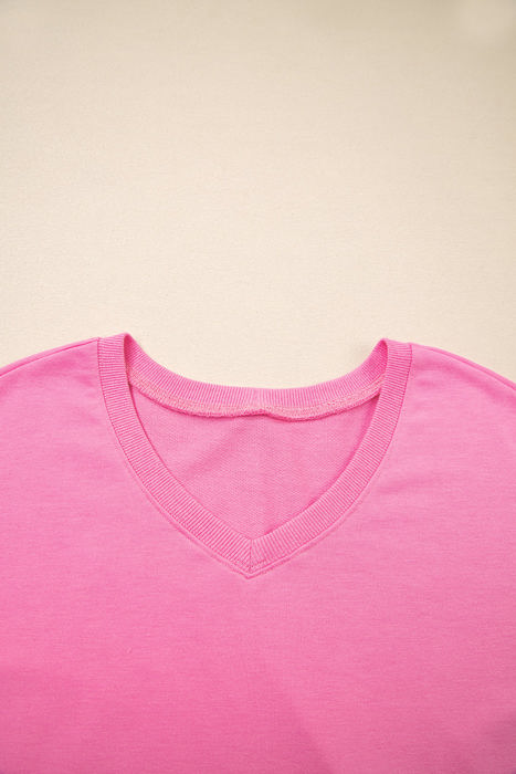 HIDDEN GEMS | Patchwork V-Neck Tee and Shorts Set