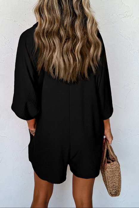 HIDDEN GEMS | Collared Button Up Pocketed Romper
