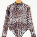  HIDDEN GEMS Leopard Mesh Smock Neck Top