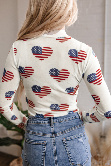 HIDDEN GEMS | Americana Mesh Long Sleeve Bodysuit