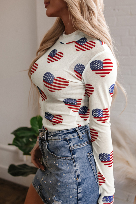 HIDDEN GEMS | Americana Mesh Long Sleeve Bodysuit
