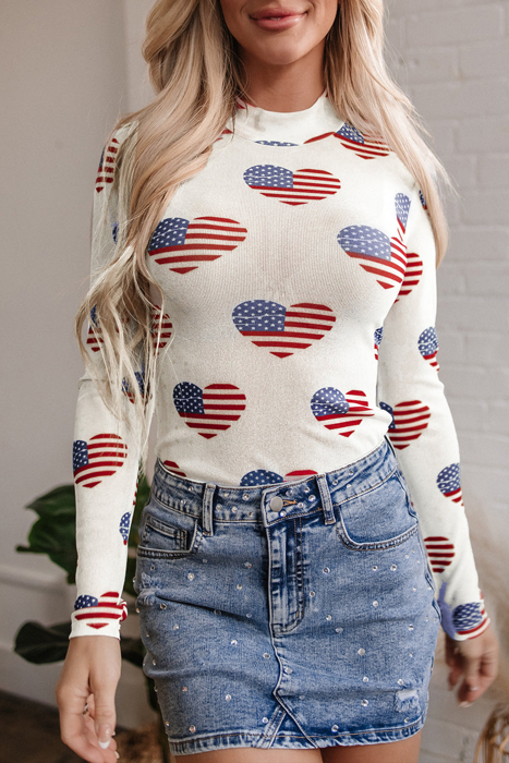 HIDDEN GEMS | Americana Mesh Long Sleeve Bodysuit