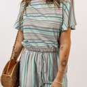  SALE! Stripe Short Sleeve Drawstring Romper