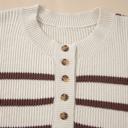  HIDDEN GEMS | Stripe Ribbed Henley Slouchy Sweater