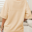  HIDDEN GEMS | Waffle Reverse Seam V-Neck Top