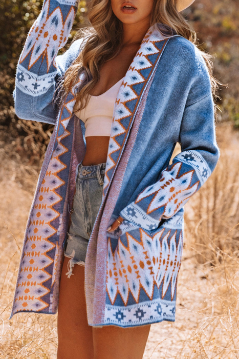 HIDDEN GEMS | Aztec Geometric Open Front Cardigan