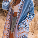  HIDDEN GEMS | Aztec Geometric Open Front Cardigan