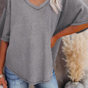  HIDDEN GEMS | Waffle Reverse Seam V-Neck Top