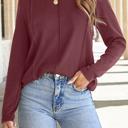  HIDDEN GEMS | Solid Reverse Seam Crew Neck Long Sleeve Top