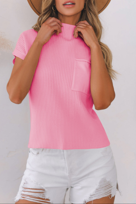 HIDDEN GEMS | Ribbed Knit Short Sleeve Sweater