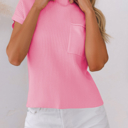  HIDDEN GEMS | Ribbed Knit Short Sleeve Sweater