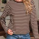  HIDDEN GEMS | Stripe Long Sleeve Cropped Crewneck T-Shirt