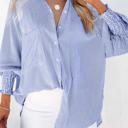 Blue Stripe Small Casually Cute Stripe Smocked Shirt