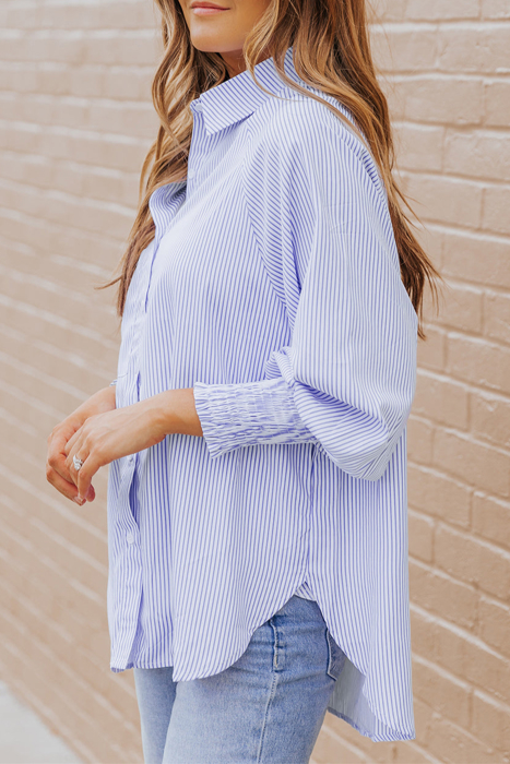 HIDDEN GEMS | Stripe Smocked Cuff Buttoned Shirt