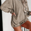   HIDDEN GEMS | Washed Ribbed Pullover Sweatshirt