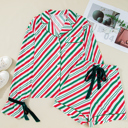  HIDDEN GEMS | Christmas Stripe Velvet Bow Pajama Set
