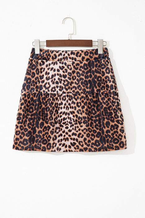 HIDDEN GEMS | Leopard Tiered Patchwork Mini Skirt