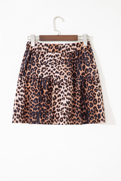 HIDDEN GEMS | Leopard Tiered Patchwork Mini Skirt