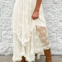  HIDDEN GEMS Sultry Lace Tiered Maxi Skirt