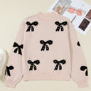  HIDDEN GEMS | Bow Pearl Embellished Drop Shoulder Sweater
