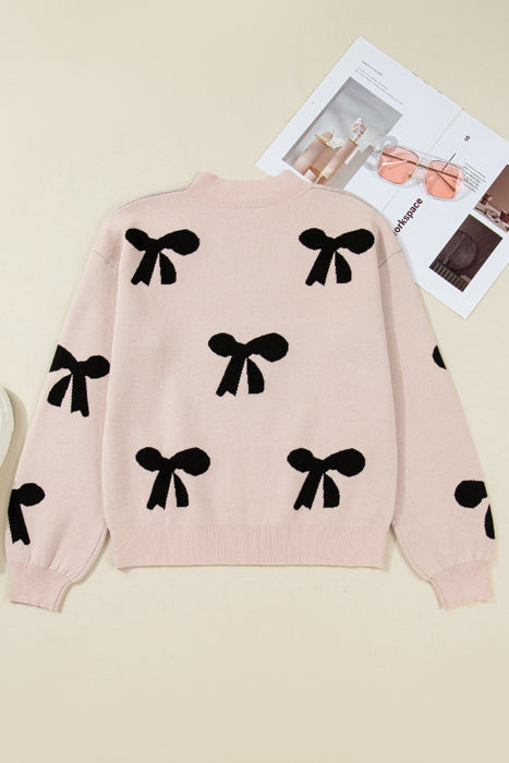 HIDDEN GEMS | Bow Pearl Embellished Drop Shoulder Sweater