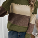 Brown Small HIDDEN GEMS | Colorblock Crew Neck Drop Shoulder Sweater