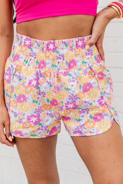 HIDDEN GEMS | Floral Shirred High Waist Shorts