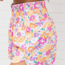  HIDDEN GEMS | Floral Shirred High Waist Shorts