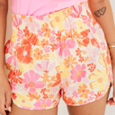  HIDDEN GEMS | Floral Shirred High Waist Shorts