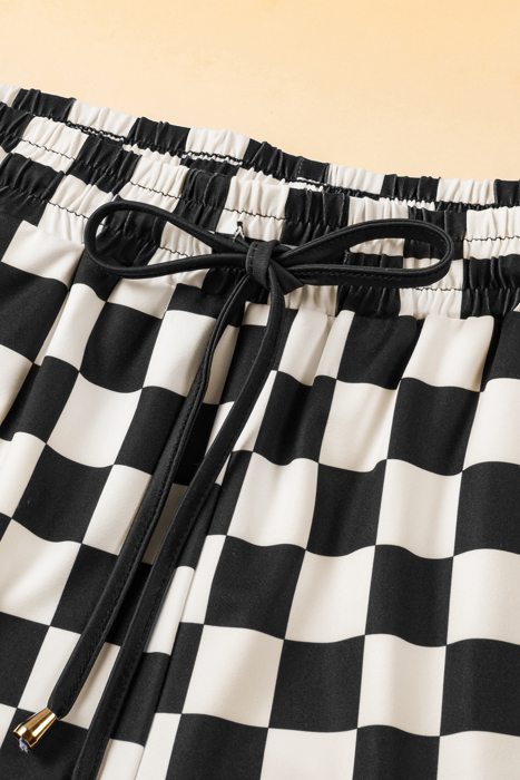 HIDDEN GEMS | Sporty Chic Checker Drawstring Shorts