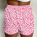  HIDDEN GEMS | Leopard Contrast Trim Drawstring Shorts