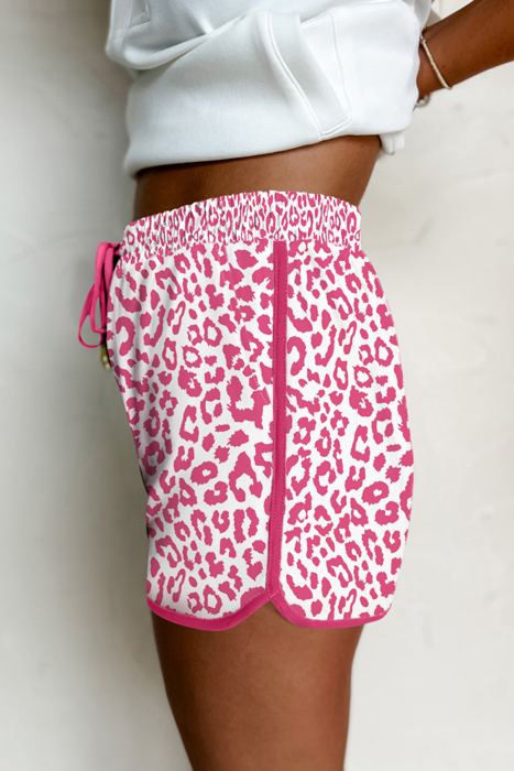HIDDEN GEMS | Leopard Contrast Trim Drawstring Shorts