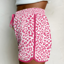  HIDDEN GEMS | Leopard Contrast Trim Drawstring Shorts