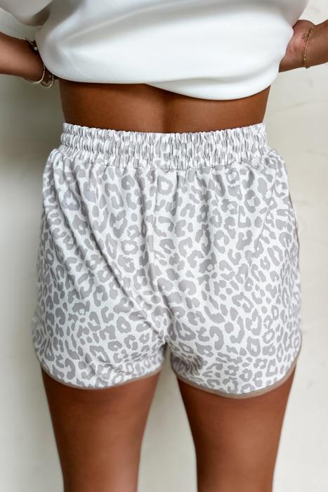 HIDDEN GEMS | Leopard Contrast Trim Drawstring Shorts