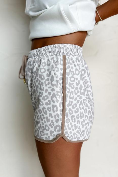 HIDDEN GEMS | Leopard Contrast Trim Drawstring Shorts