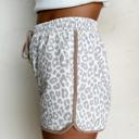  HIDDEN GEMS | Leopard Contrast Trim Drawstring Shorts