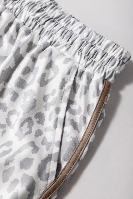 HIDDEN GEMS | Leopard Contrast Trim Drawstring Shorts
