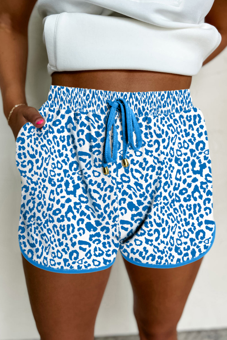 HIDDEN GEMS | Leopard Contrast Trim Drawstring Shorts