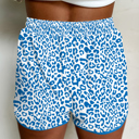  HIDDEN GEMS | Leopard Contrast Trim Drawstring Shorts
