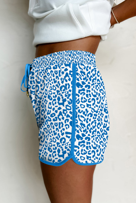 HIDDEN GEMS | Leopard Contrast Trim Drawstring Shorts