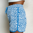  HIDDEN GEMS | Leopard Contrast Trim Drawstring Shorts