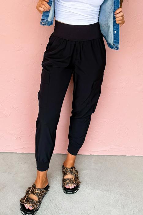 HIDDEN GEMS | Solid Pocketed Cargo Jogger Pants